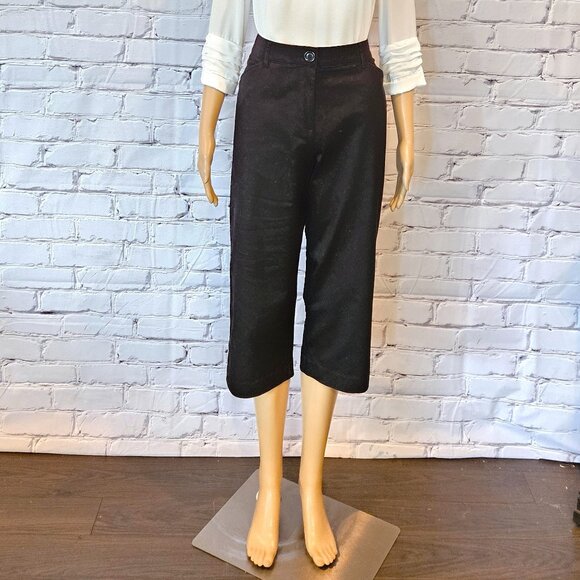 KIM ROGERS - cotton blend cropped black capri pants - Picture 3 of 8